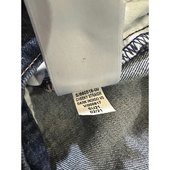 Gap Cheeky Straight High Rise Jeans Button Fly 28 6 R Dark Indigo V2 Blue Denim - Picture 8 of 11
